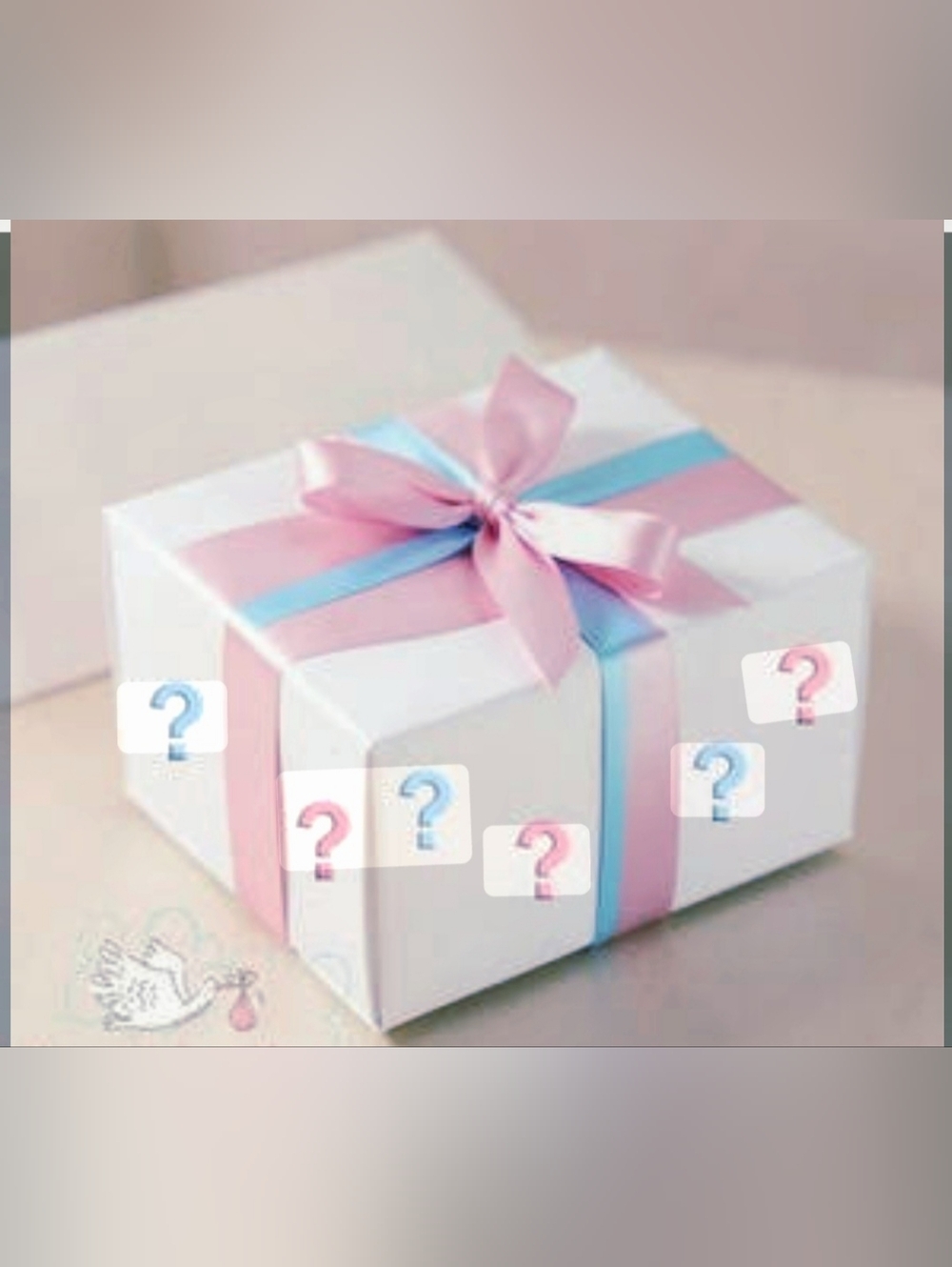 Baby Shower Box, With Basket For Gender Desired
